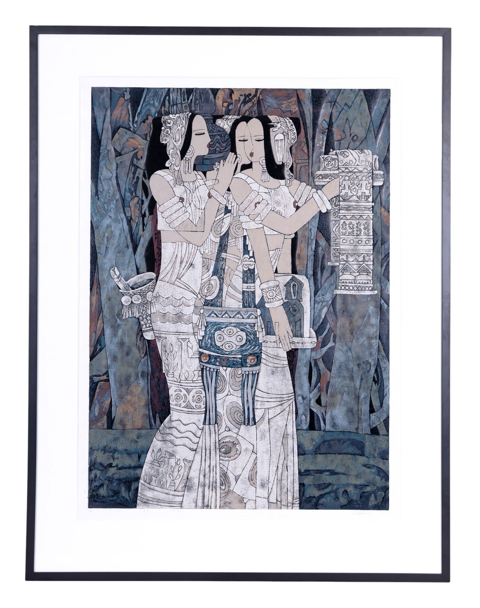 Chen Yongle (1944-) Two Women Large Woodblock (1 of 9)