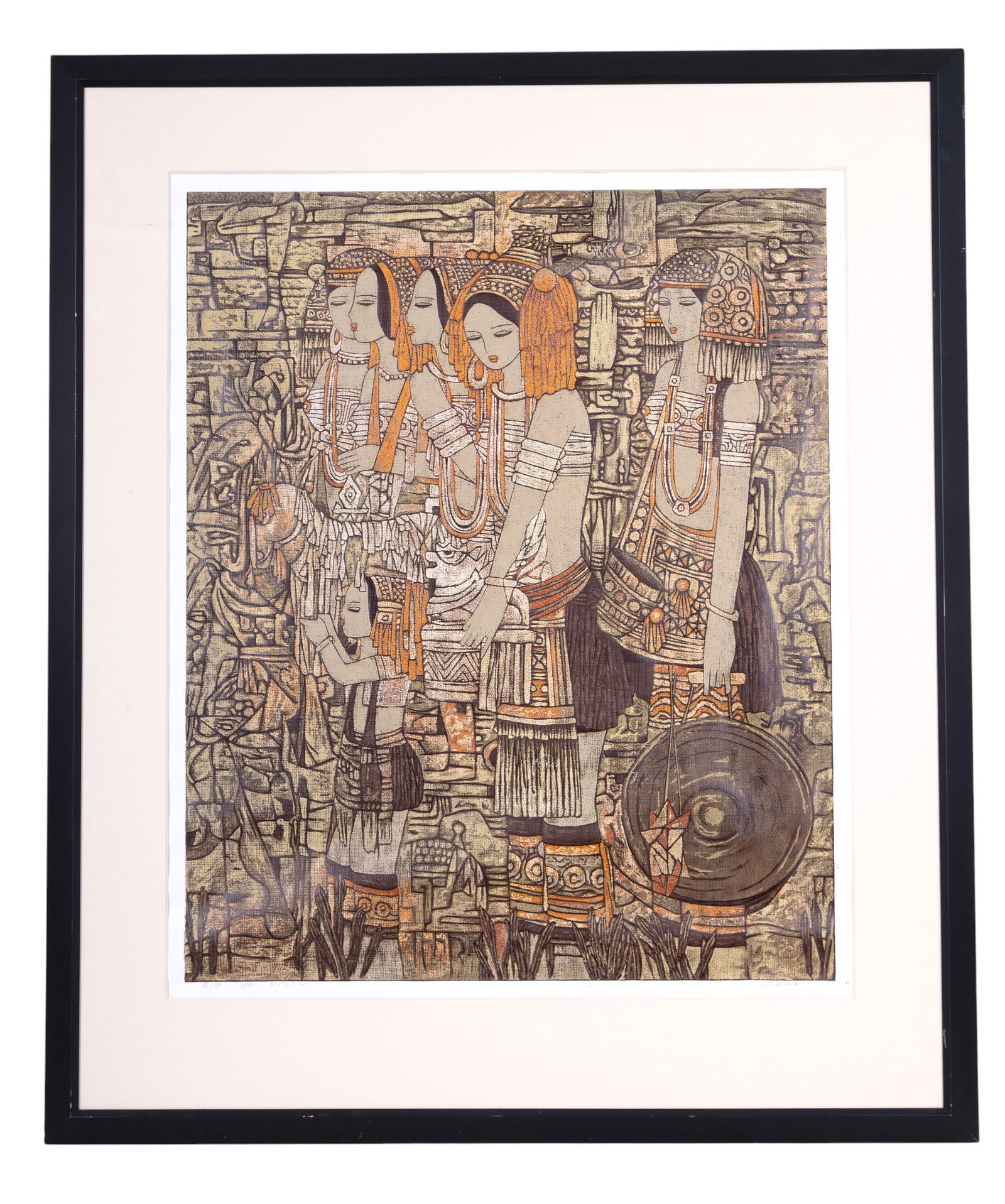 Chen Yongle (1944-) Four Women Large Woodblock (1 of 10)