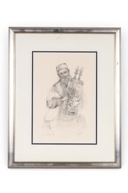 Edna Hibel Pencil Drawing, Artist's Proof Framed