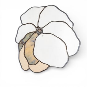 Vintage Slag Glass Floral Mirror & Copper Planter