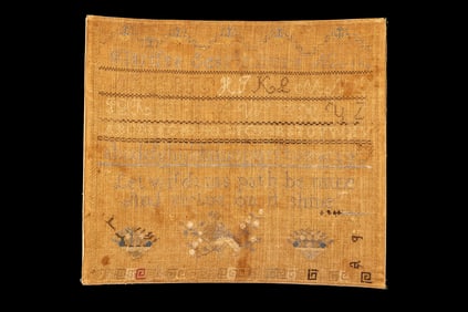 19th C American Cross-Stitch Sampler
