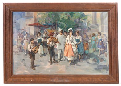 L. Visoze 1968 Vintage Large Oil on Canvas