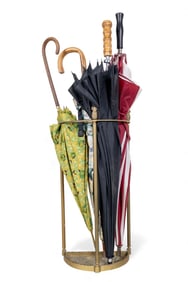 Vintage Bronze Umbrella Stand and Umbrellas