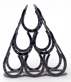 Vintage Handmade Horshoe Wine Rack