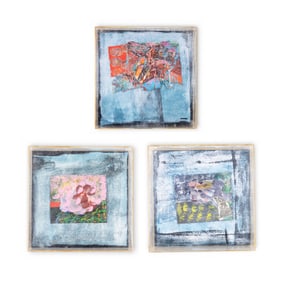 Set of 3 Mixed-Media Shadow Box Artworks