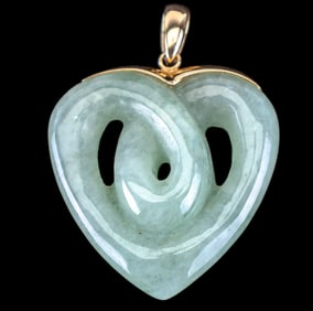 Jade 14K Gold Heart Pendant