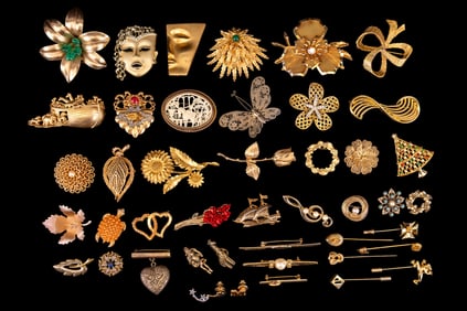 Vintage Gold Tone Brooches and Stick Pins