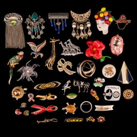 Vintage Enamel and Other Brooches