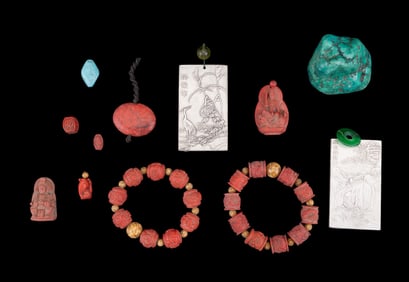 Turquoise Chunk and Cinnabar Jewelry