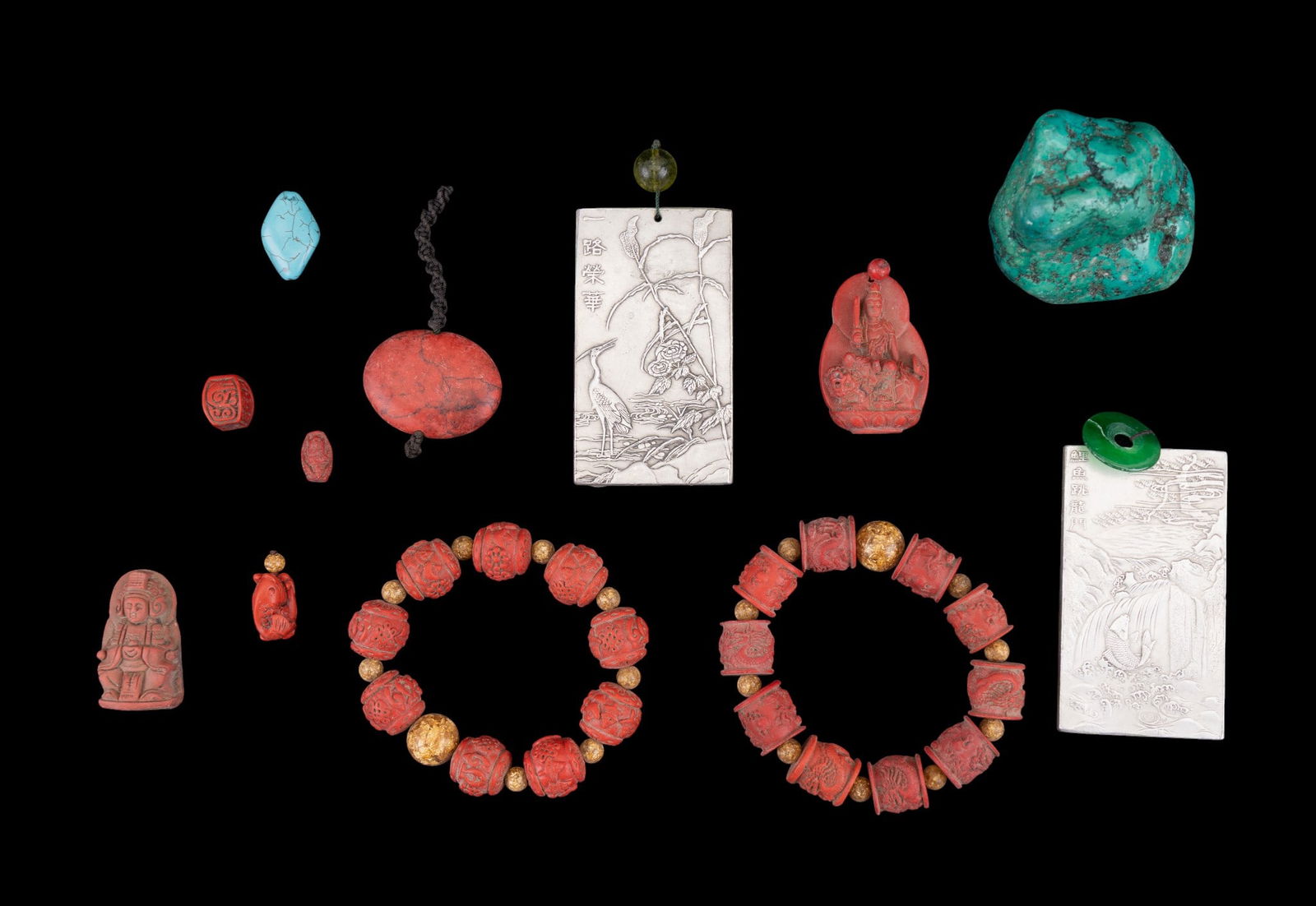 Turquoise Chunk and Cinnabar Jewelry (1 of 14)