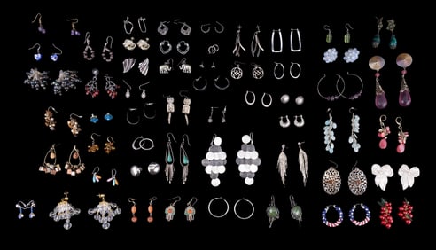 Silver Tone and Beaded Costume Necklaces (53prs)