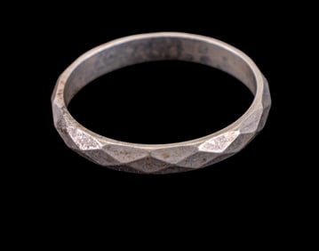 14K White Gold Vintage Angular Cut Men's Ring