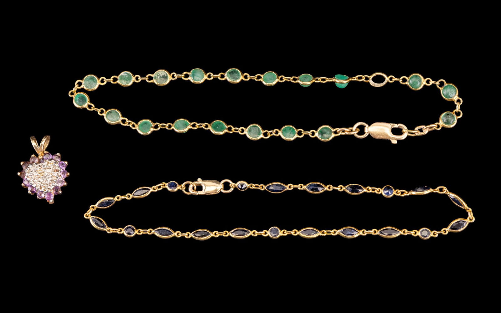 14K Gold Tennis Bracelets Plus Pendant (1 of 5)