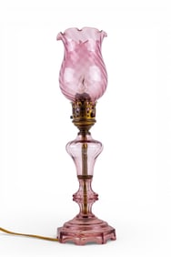 Vintage Pink Glass Table Lamp