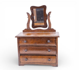 Miniature Oak Dresser w/ Swing Mirror