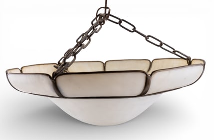 19th/20th C Slag/White Glass Entranceway Lamp