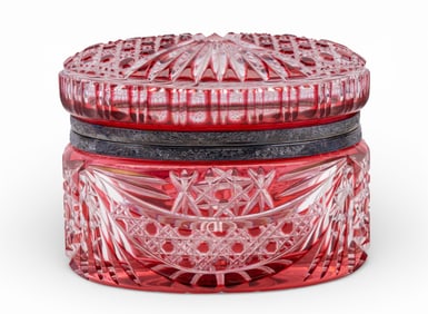 Bohemian Cut to Clear Casket w/ 14K Gold Fittings