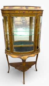 Bow Front Curio Cabinet, Paint Decorated