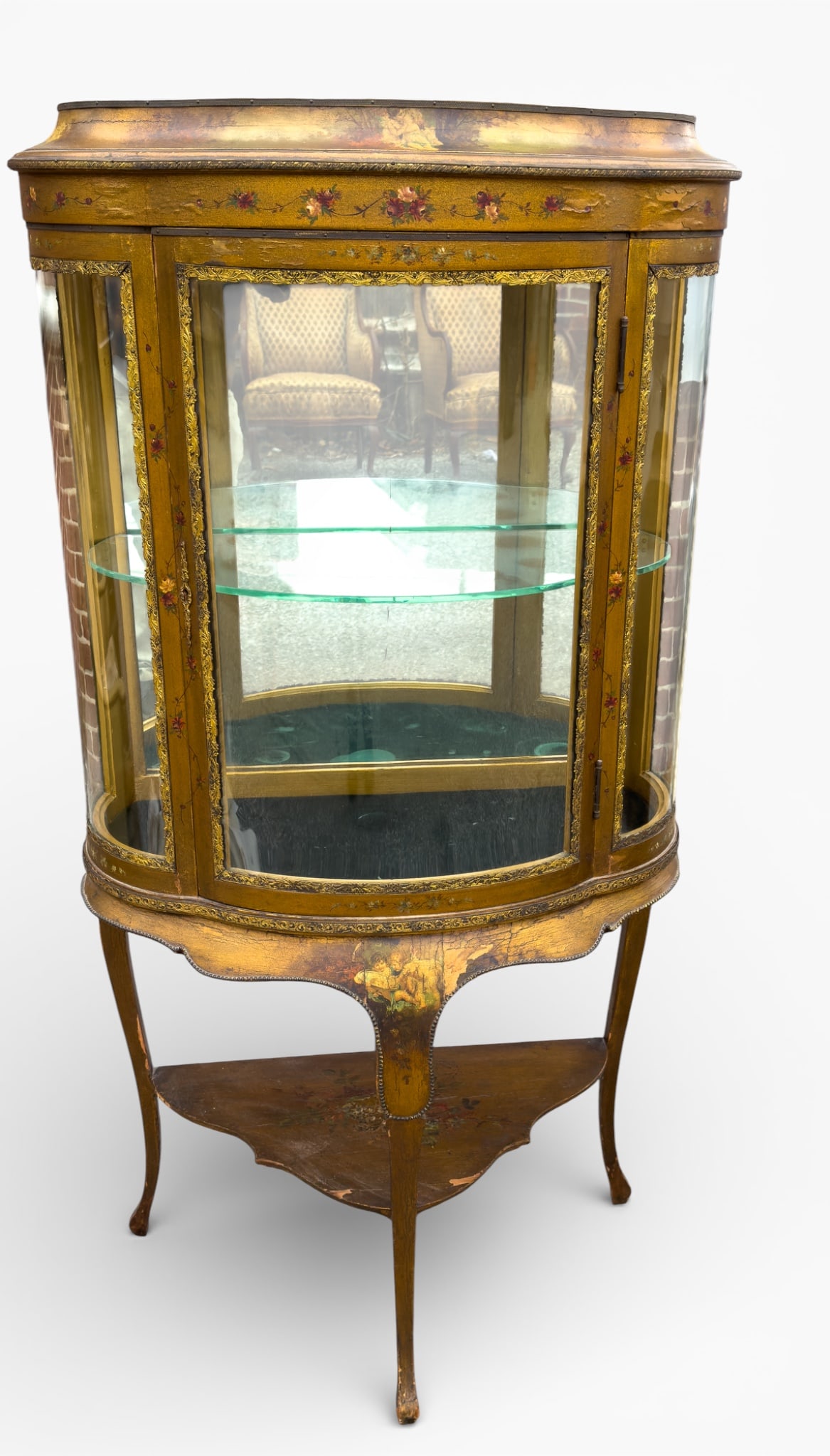 Bow Front Curio Cabinet, Paint Decorated (1 of 11)