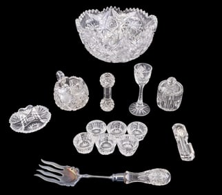 Early Cut Crystal Bowl, Salts, Tableware