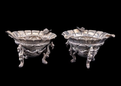 Early Mexican Footed Metal Ashtrays, Alpaca