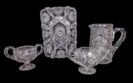 Early, Fine Cut Crystal Pitcher, Tray