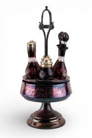 Antique 7-Piece Cut Ruby Glass Cruet Set