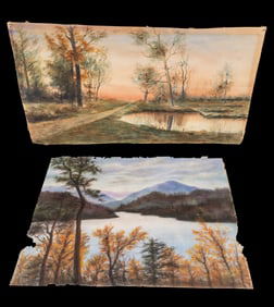 2 Unframed Pastel/Watercolor Landscapes on Paper
