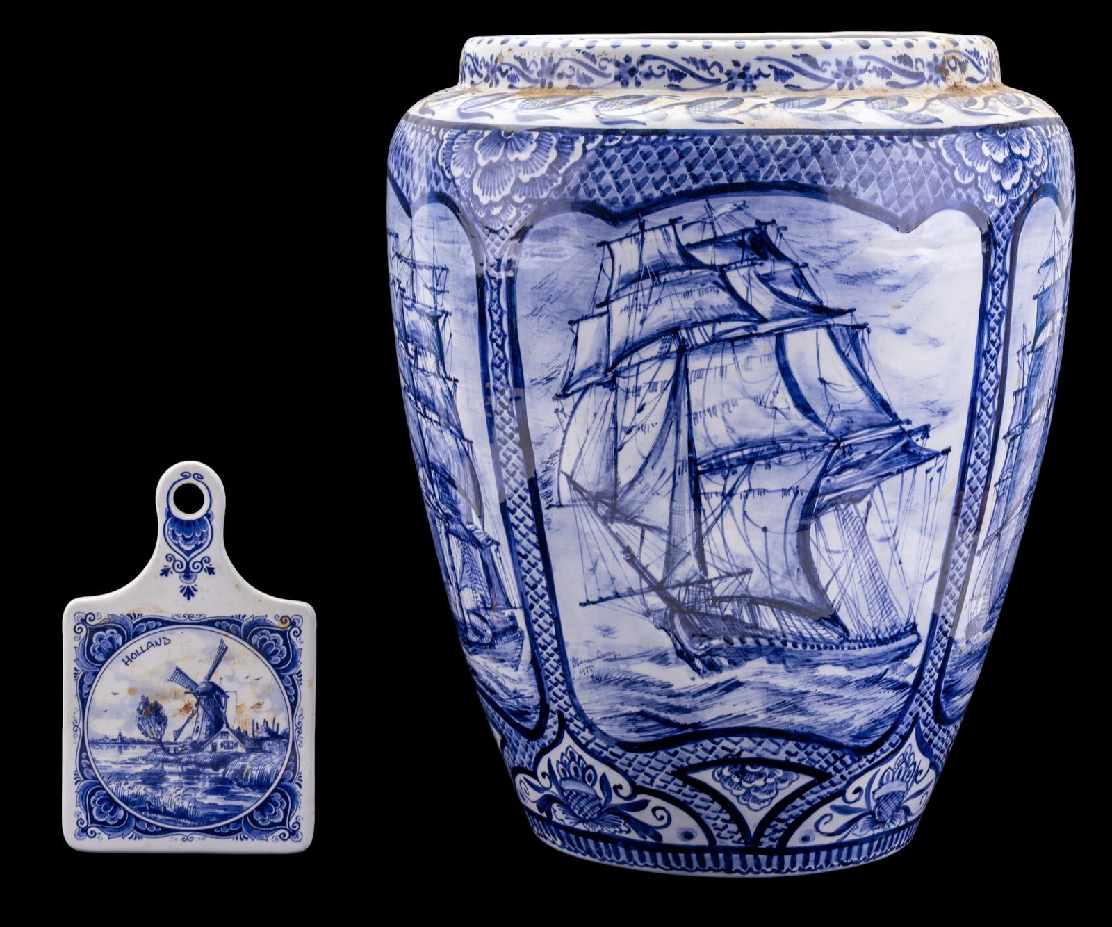 Delft Ceramic Wall Plaque, Large Delft Vase (1 of 11)