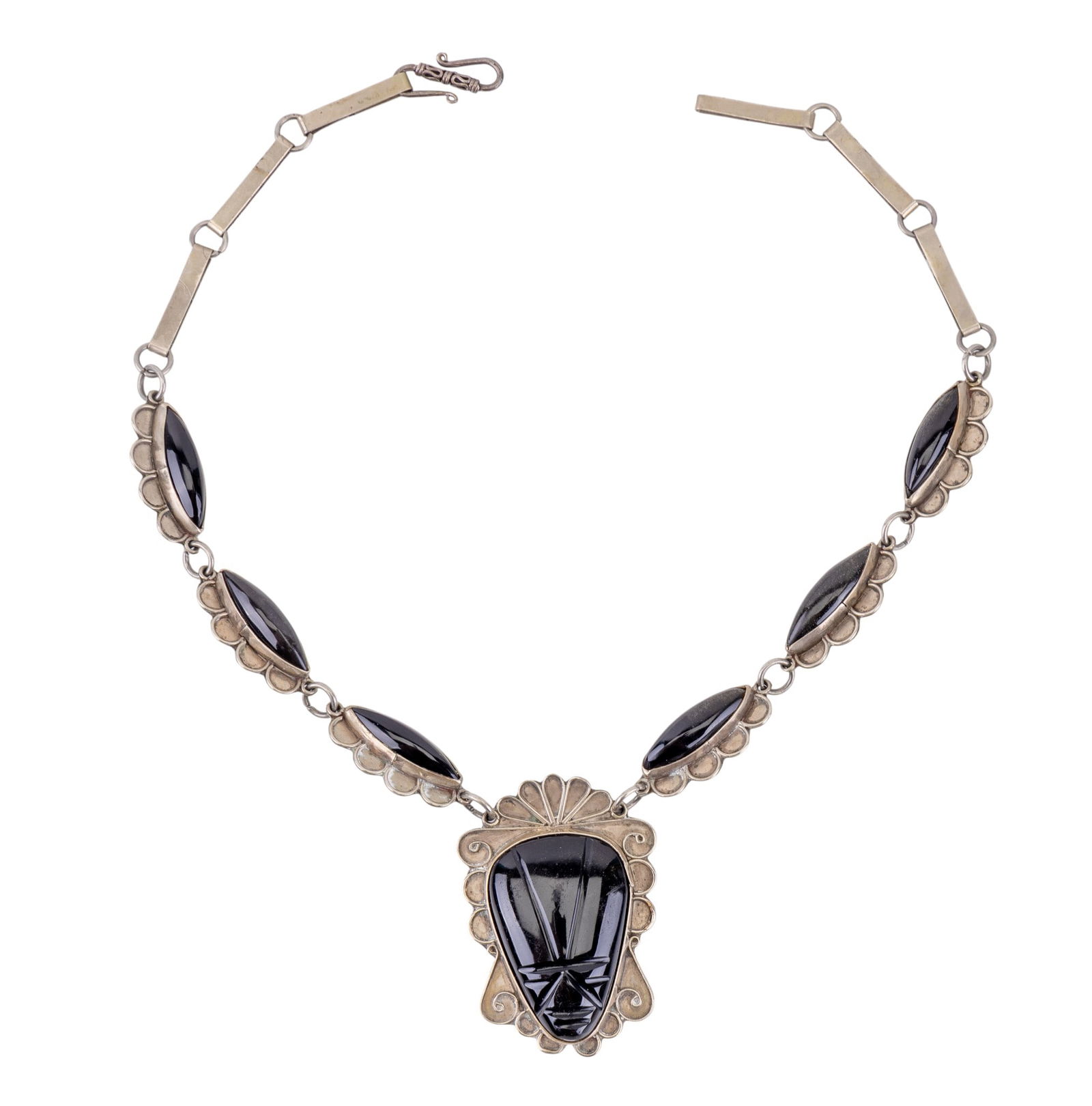 Taxco 925 & Obsidian Mask Necklace (1 of 6)