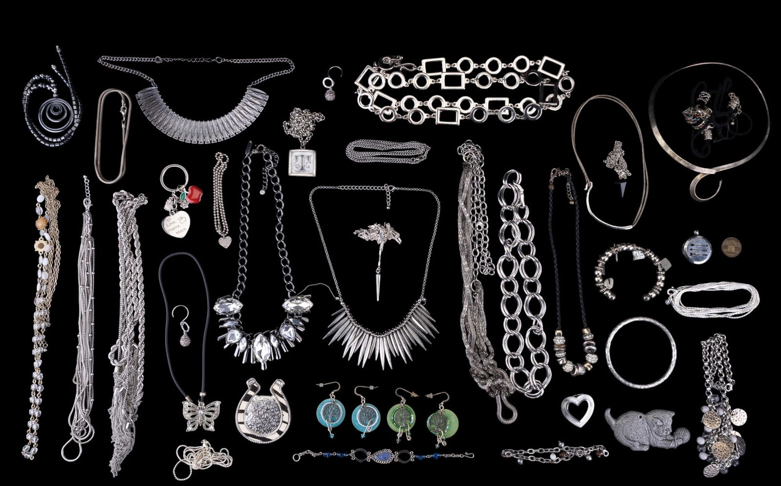 Silver Tone Costume Jewelry Large Grouping (1 of 11)