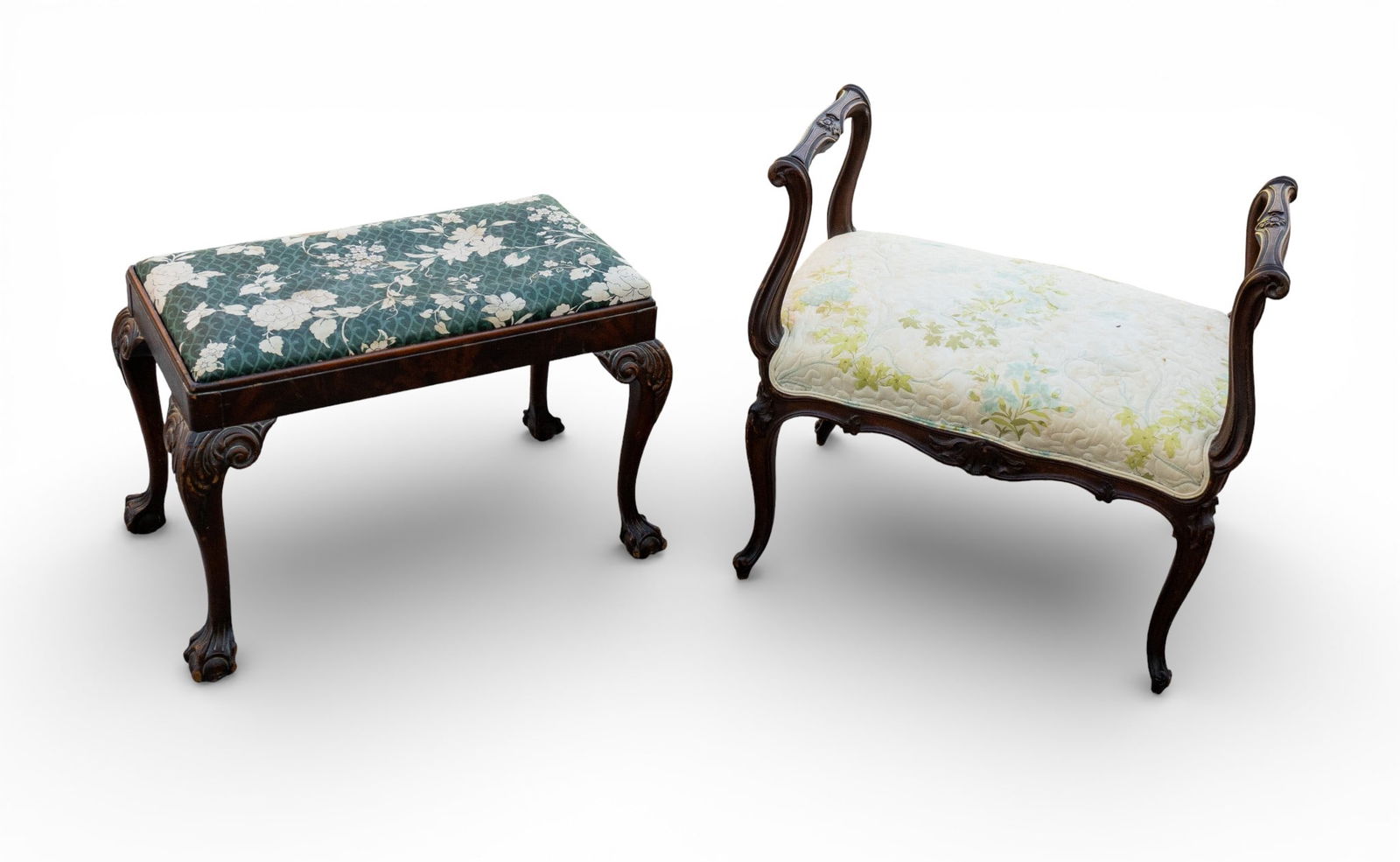 Queen Anne-Style Walnut Footstool + Bench (1 of 8)