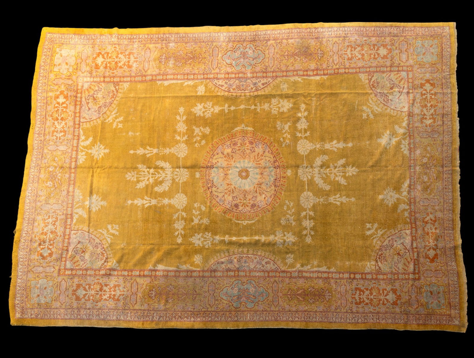 Antique 19th C Oushak Rug >11'x15' (1 of 20)