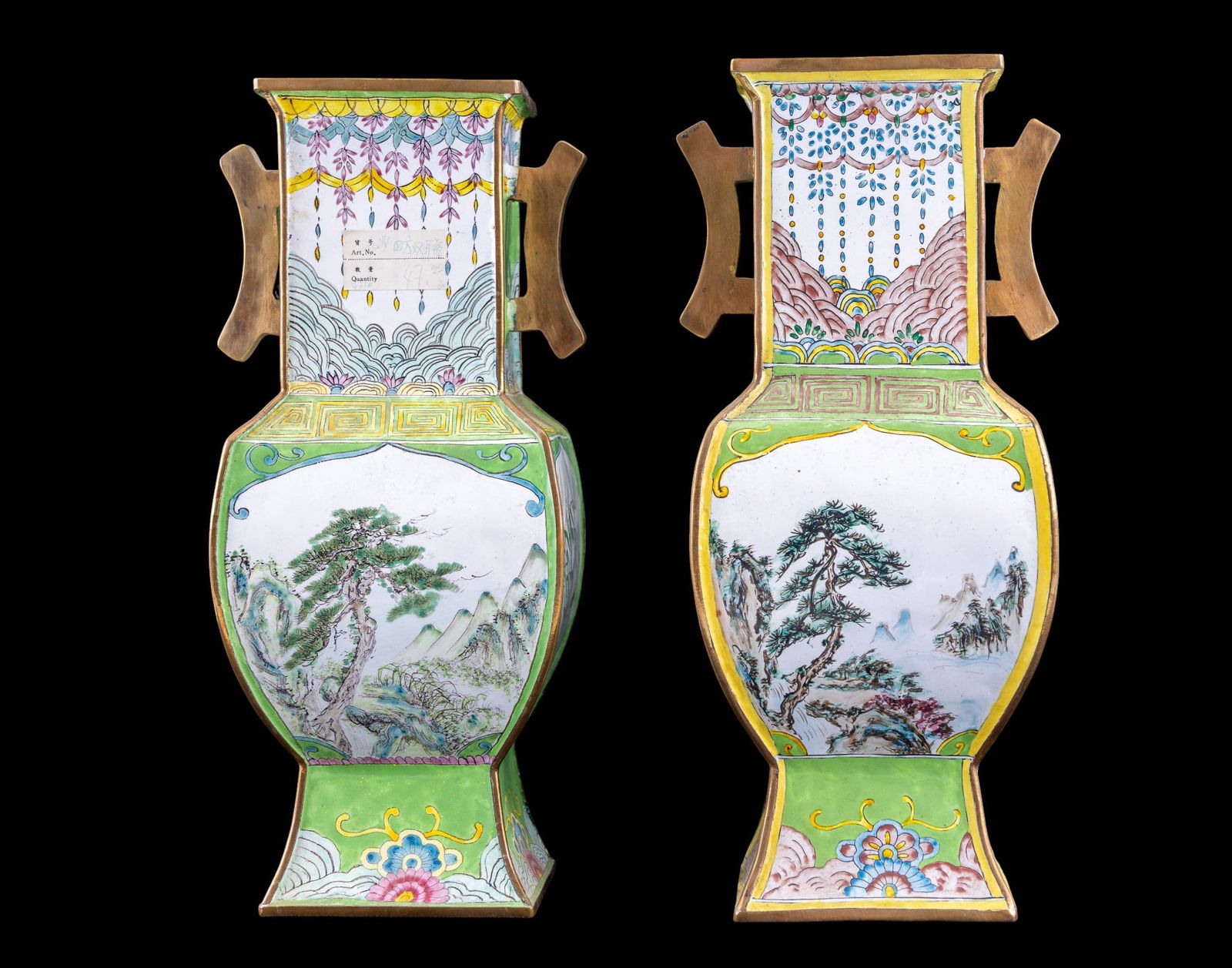 Pair of Chinese Enameled Vases (1 of 8)
