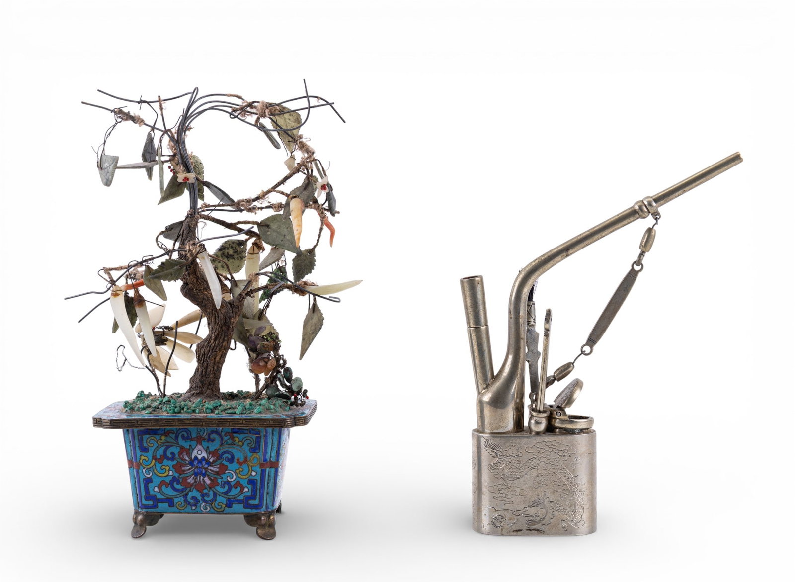 Antique Chinese Water Pipe, Cloisonne Tree (1 of 14)