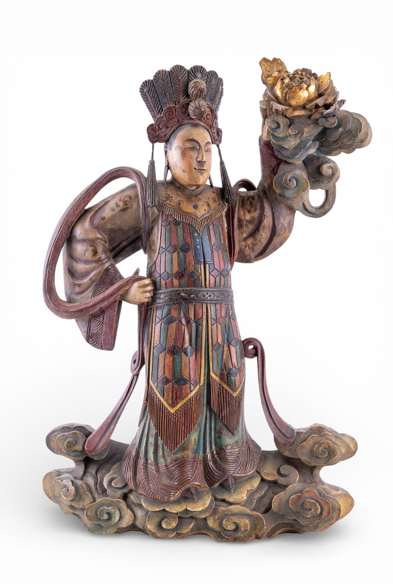 Carved Chinese Polychrome Wooden Figure (1 of 7)