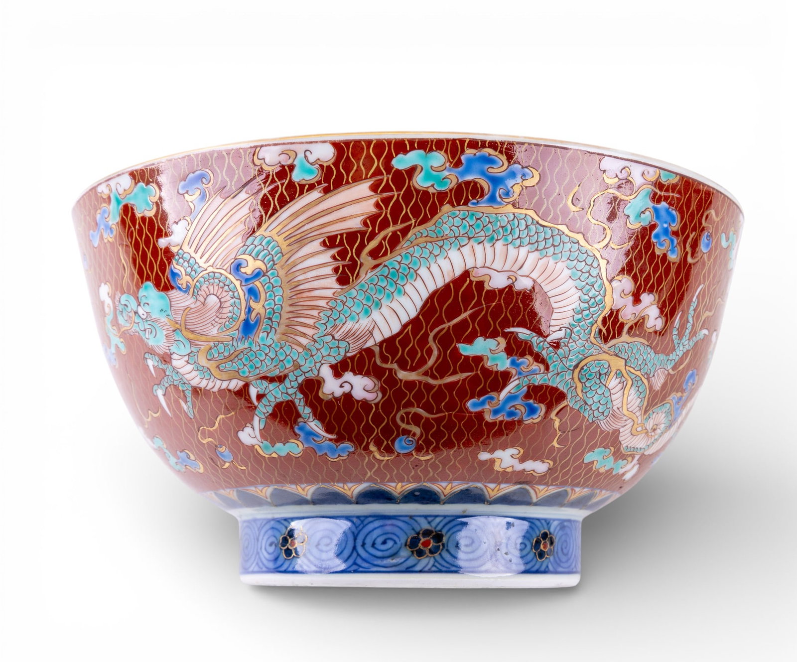 Japanese Imari Porcelain Bowl w/ Dragons (1 of 8)