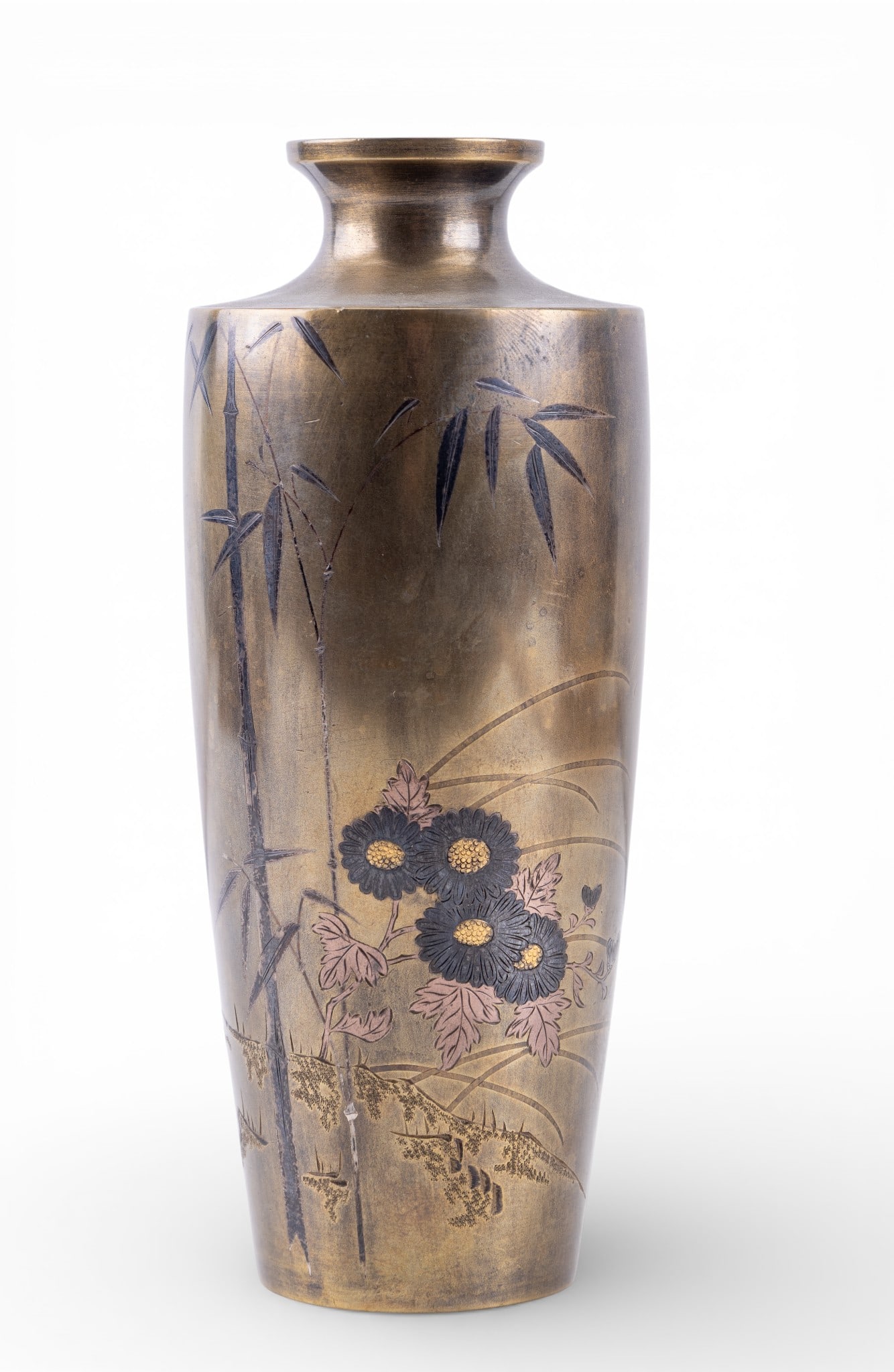 Early Japanese Etched Bronze Vase (1 of 8)