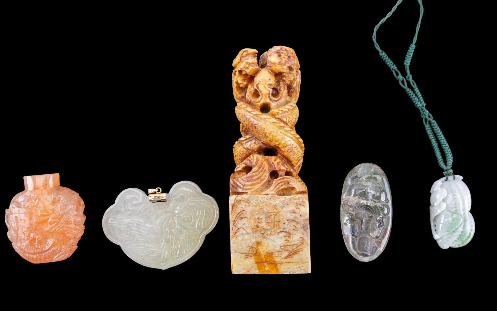 Soapstone Chop Stamp, Jade Pendant, Snuff, & More (1 of 13)
