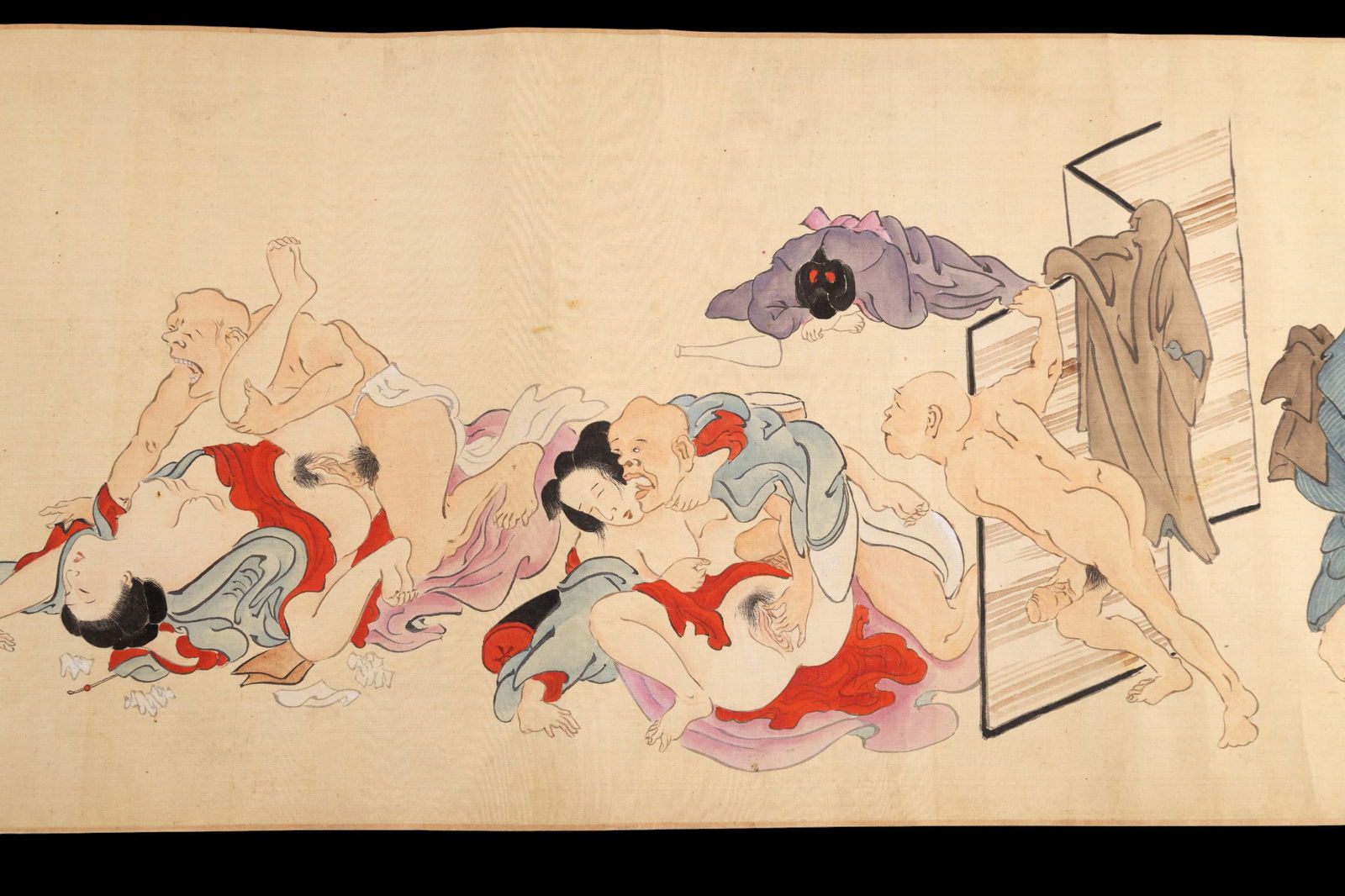 Japanese Hand Painted Watercolor Erotic Scroll (1 of 15)