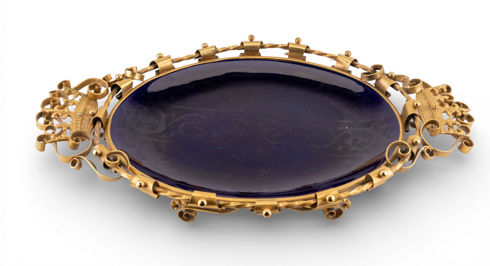 Ornate Bronze & Cobalt Porcelain Centerpiece, 2pc (1 of 16)