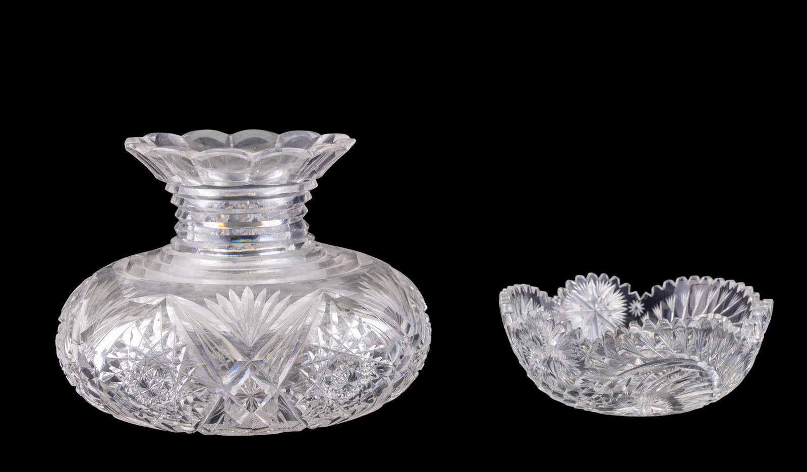 Early Cut Crystal Vase, Clark Crystal Bowl (1 of 9)