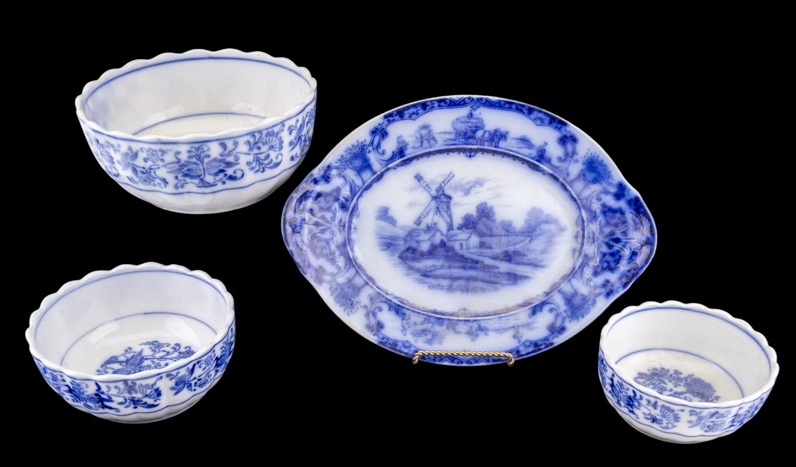 Flow Blue Serving Platter, Blue Onion Pattern (1 of 13)