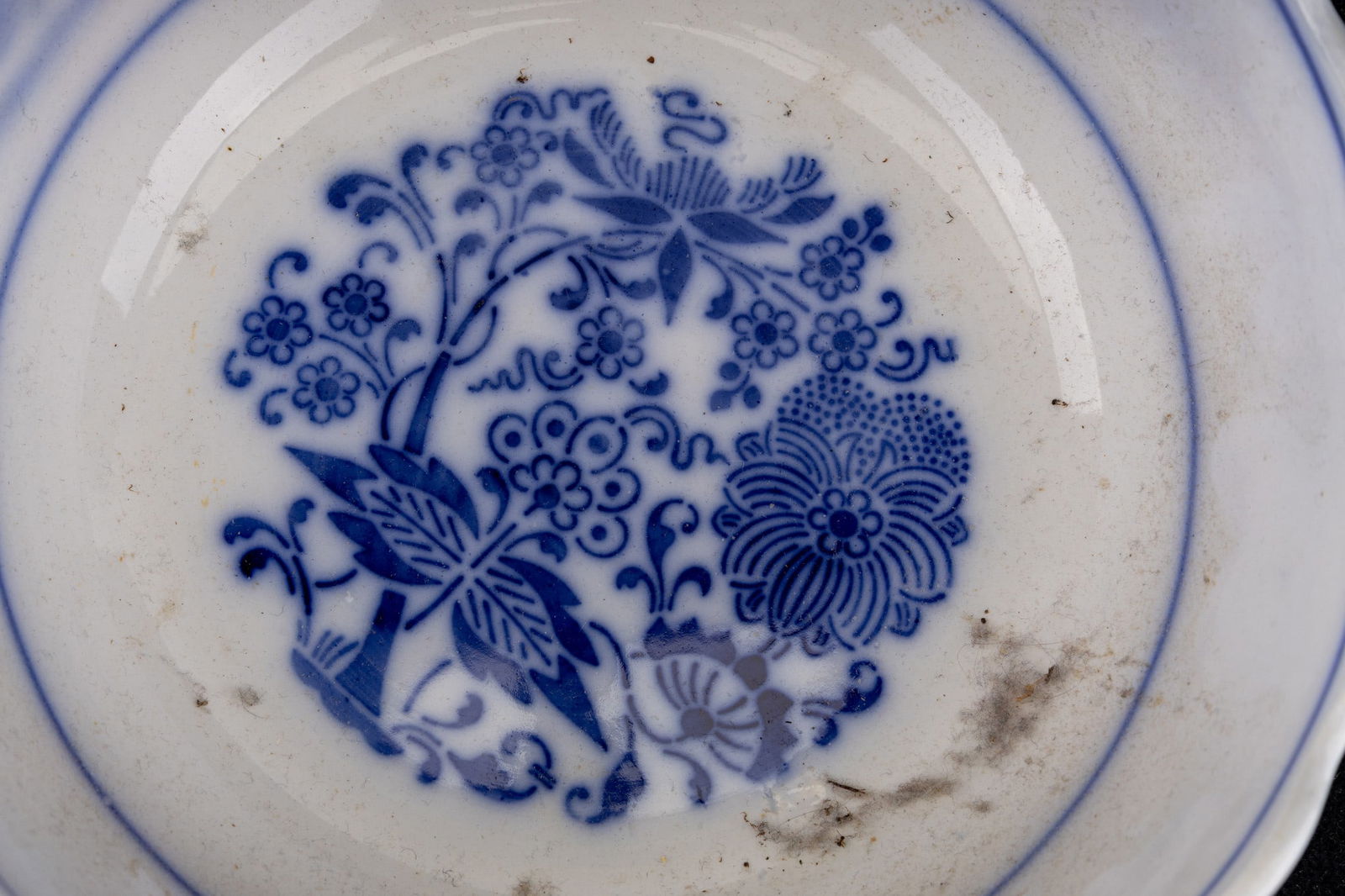 Flow Blue Serving Platter, Blue Onion Pattern - 5