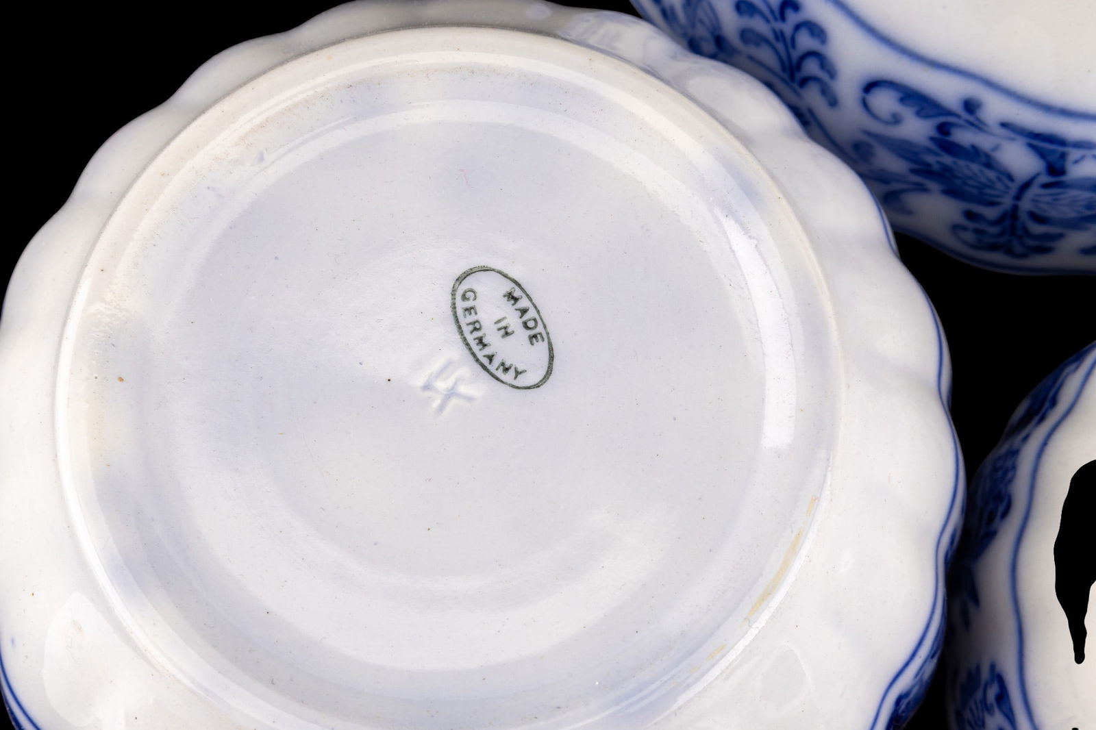 Flow Blue Serving Platter, Blue Onion Pattern - 7