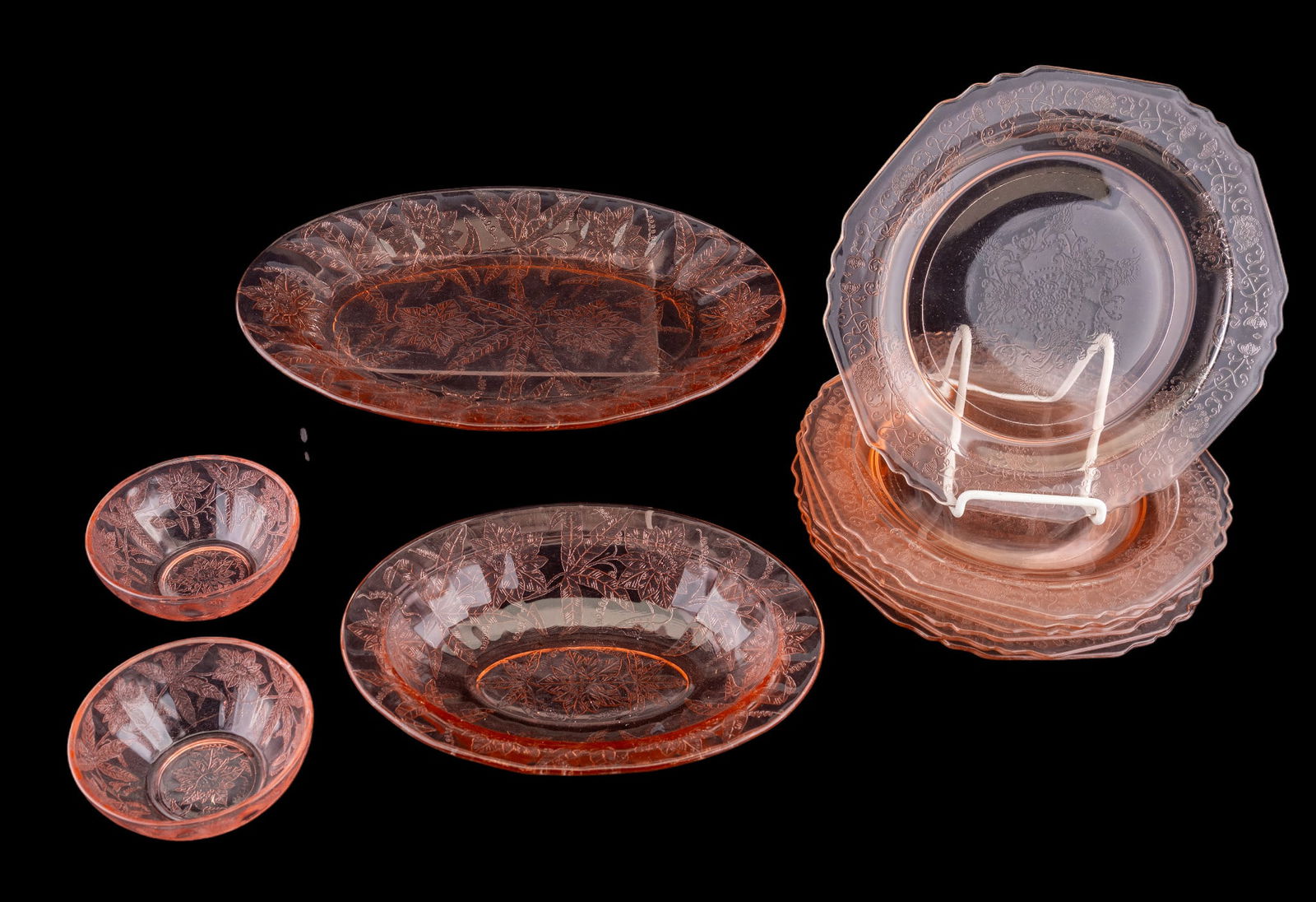 Pink Depression Glass (13 Pcs) (1 of 8)