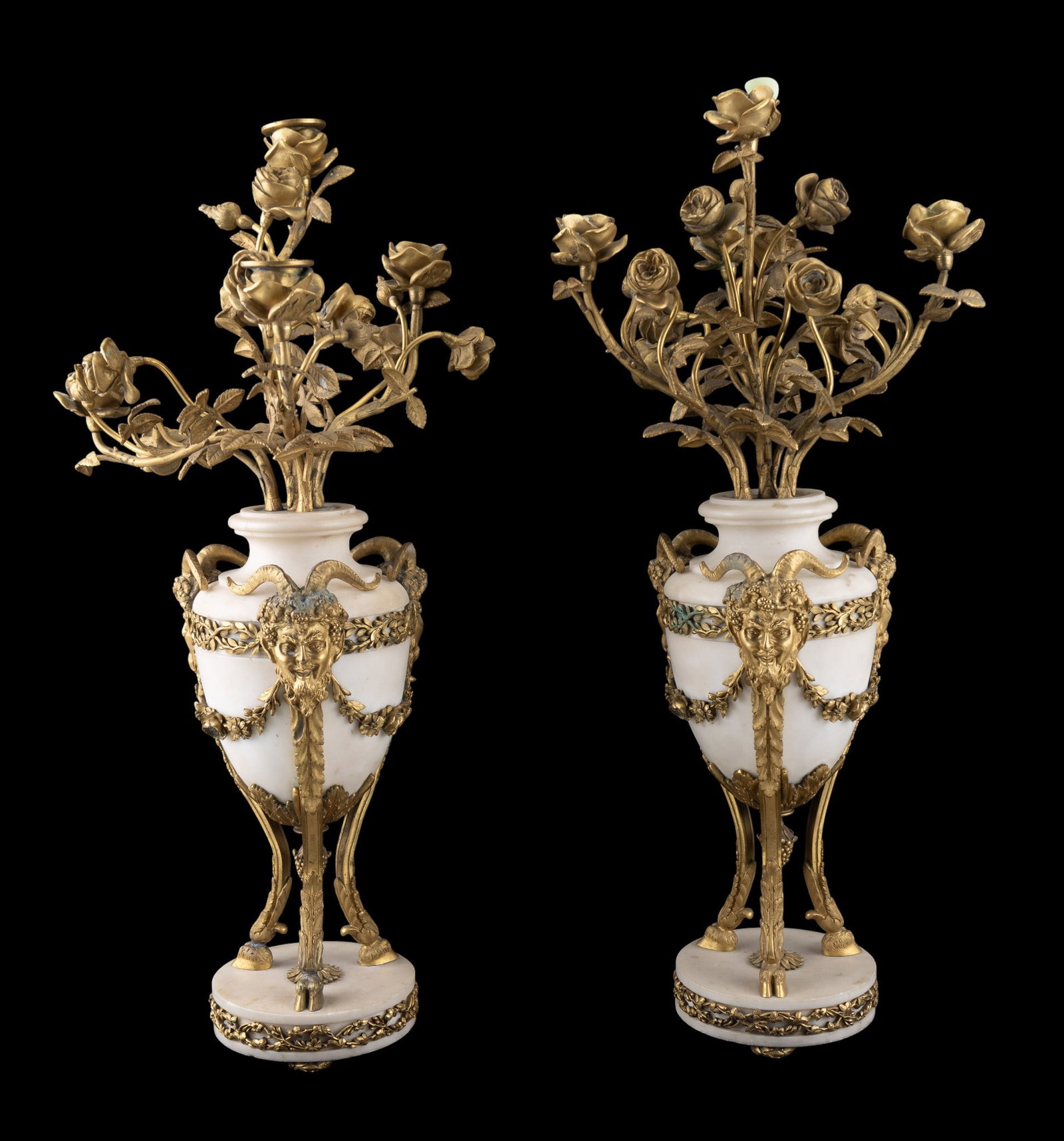 19th C Ornate Gilt Bronze & Marble Candelabra Pair (1 of 14)