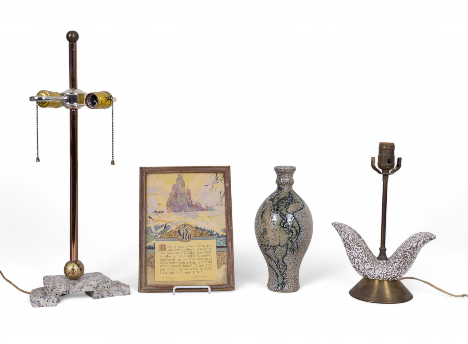 2 Unusual Lamps, McEvoy Print, Pottery Vase (1 of 12)