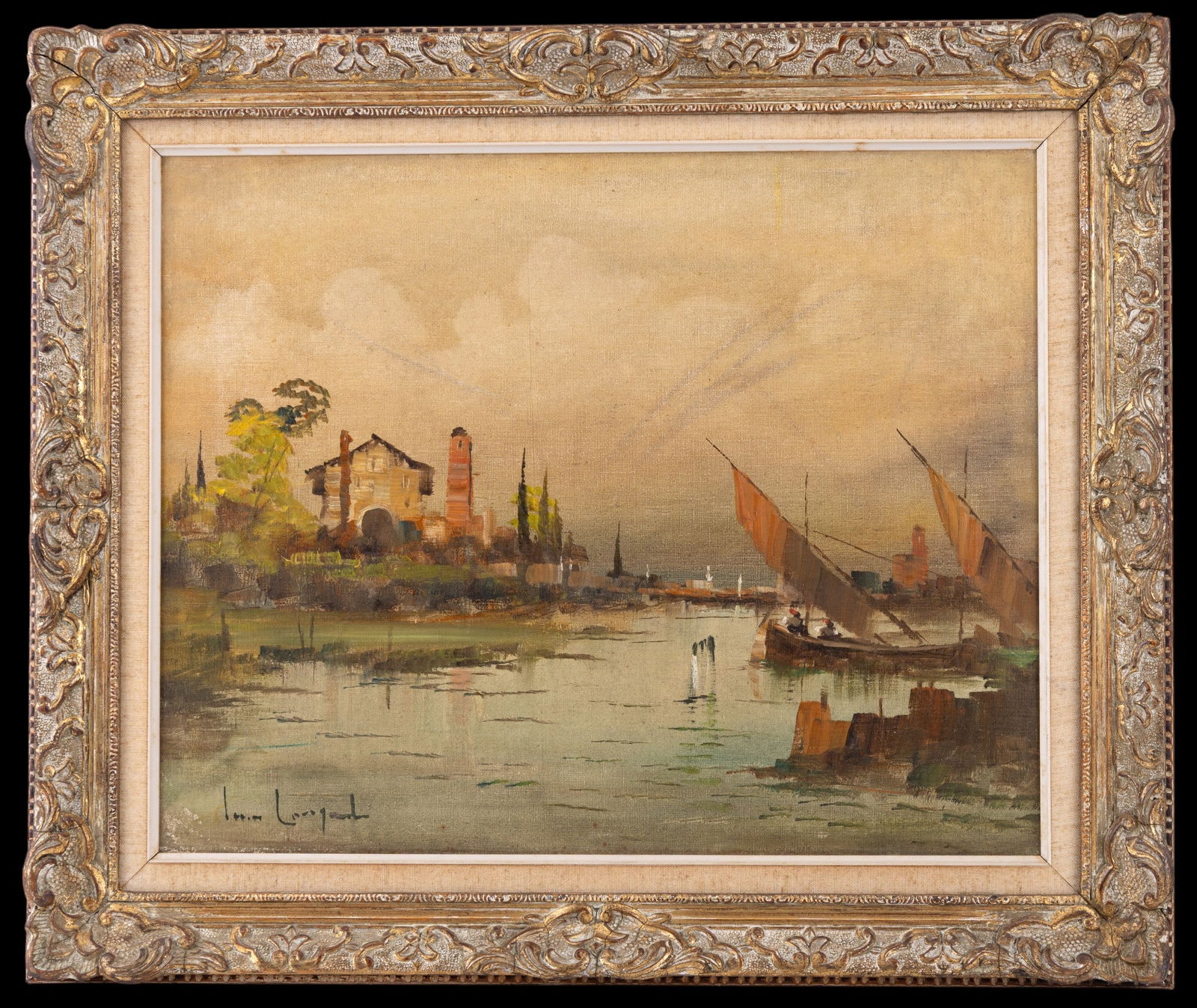 Signed Framed Oil on Canvas, Sailboat (1 of 5)