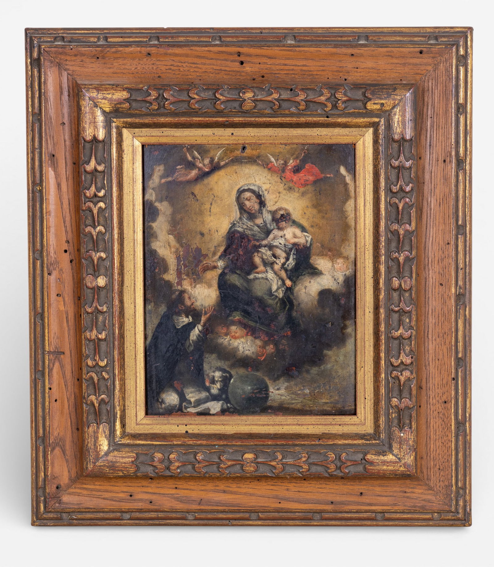 18/19th C Madonna and Child Oil on Board (1 of 12)